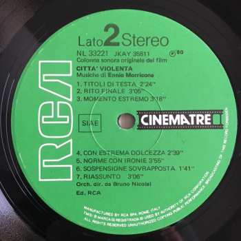LP Ennio Morricone: Il Clan Dei Siciliani / Città Violenta (Colonne Sonore Originali Dei Film)