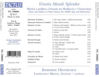 CD Ensemble Oktoechos: Venetia Mundi Splendor: Musica E Politica A Venezia  Tra Medioevo E Umanesimo