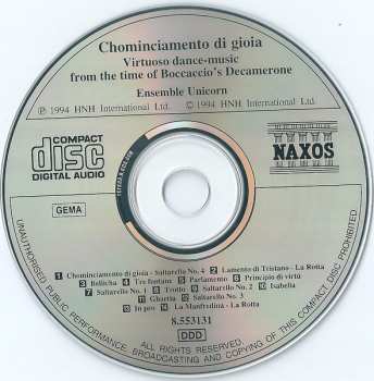 CD Ensemble Unicorn: Chominciamento Di Gioia (Virtuoso Dance-Music From The Time Of Boccaccio's Decamerone)