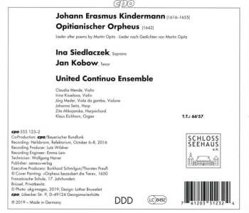 CD Jan Kobow: Opitianischer Orpheus (Lieder Nach Gedichten Von Martin Opitz)