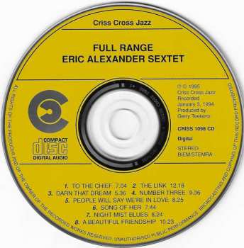 CD Eric Alexander Sextet: Full Range