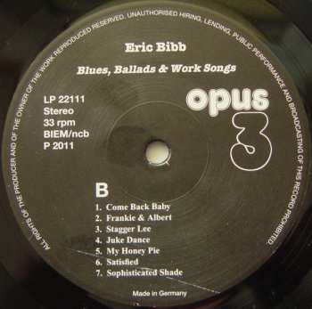 LP Eric Bibb: Blues, Ballads & Work Songs