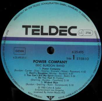 LP Eric Burdon Band: Power Company