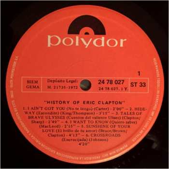 2LP Eric Clapton: History Of Eric Clapton