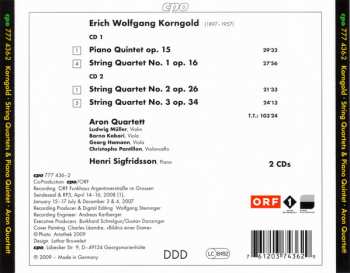 2CD Erich Wolfgang Korngold: String Quartets 1–3 & Piano Quintet Op. 15
