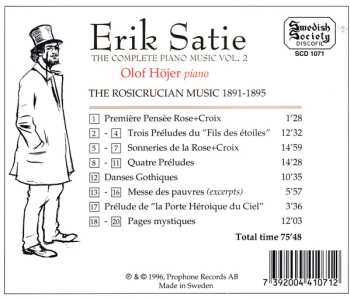 CD Erik Satie: The Complete Piano Music Vol. 2 (The Rosicrucian Music 1891-1895)