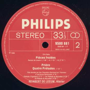 3LP Erik Satie: Frühe Klavierstücke