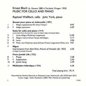 CD Ernest Bloch: Music For Cello And Piano