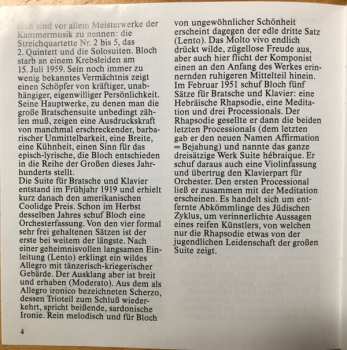 CD Ernest Bloch: Werke Für Bratsche Und Klavier