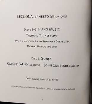 6CD/Doos Ernesto Lecuona: Ernesto Lecuona-The Piano Music-Selected Songs
