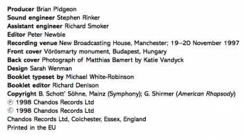 CD BBC Philharmonic: Symphony No. 1 / American Rhapsody