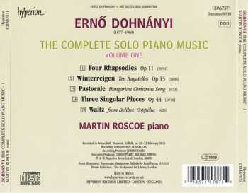 CD Ernst von Dohnányi: The Complete Solo Piano Music Volume One