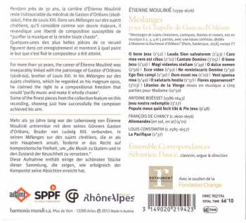 CD Ensemble Correspondances: Meslanges Pour La Chapelle D'Un Prince