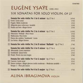 CD Eugene Ysaye: Sonatas For Solo Violin