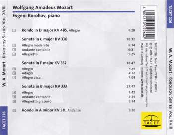 CD Wolfgang Amadeus Mozart: Sonatas KV 330, 332, And 333 / Rondos KV 485 And 511