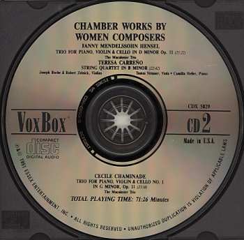 2CD Fanny Mendelssohn Hensel: Chamber Works By Women Composers