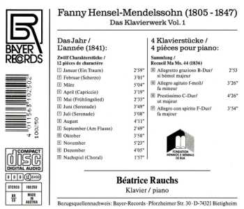 CD Fanny Mendelssohn Hensel: Das Jahr (1841) / 4 Klavierstücke (1836)