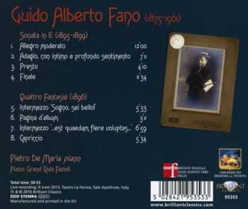 CD Guido Alberto Fano: Piano Sonata In E - Quattro Fantasie