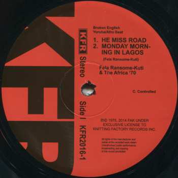 LP Fela Kuti: He Miss Road