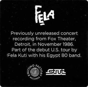 2CD Fela Kuti: Live In Detroit 1986