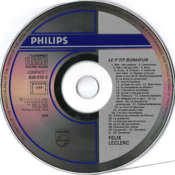 CD FÉlix Leclerc: Le P'tit Bonheur, Vol. 1