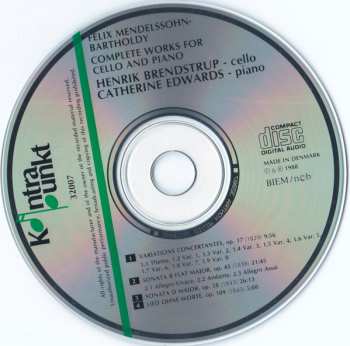CD Felix Mendelssohn-Bartholdy: Complete Works For Cello And Piano