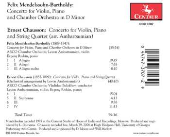 CD Felix Mendelssohn-Bartholdy: Concerto For Violin, Piano And String Quartet