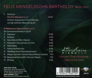 CD Felix Mendelssohn-Bartholdy: Mendelssohn - A Midsummer Night's Dream Op.61 Overture The Fair Melusine Op.32 For Piano 4 Hands