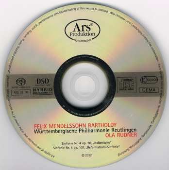 SACD Felix Mendelssohn-Bartholdy: Sinfonie Nr. 4 "Italienische" / Sinfonie Nr. 5 "Reformations-Sinfonie"