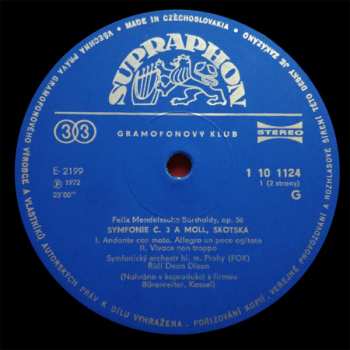 LP Felix Mendelssohn-Bartholdy: Symfonie Č. 3 A Moll, Skotská