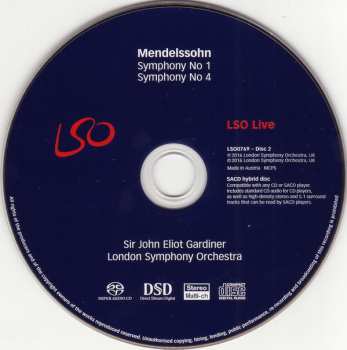 Blu-ray/SACD The London Symphony Orchestra: Symphony No 1 / Symphony No 4 'Italian'