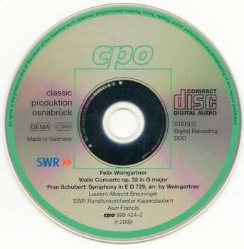 CD Franz Schubert: Violin Concerto