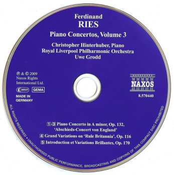CD Royal Liverpool Philharmonic Orchestra: Piano Concerto, Op. 132 'Farewell To England' Grand Variations On 'Rule Britannia'