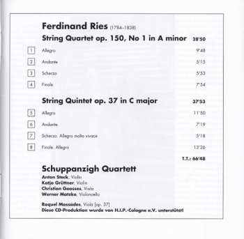 CD Ferdinand Ries: String Quartets Vol. 4