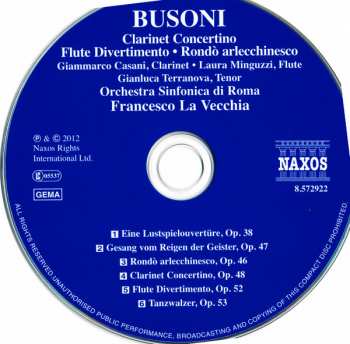 CD Ferruccio Busoni: Clarinet Concerto / Flute Divertimento