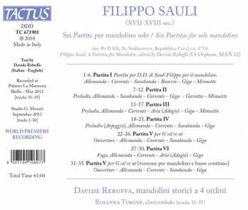 CD Filippo Sauli: Sei Partite per Mandolino Solo