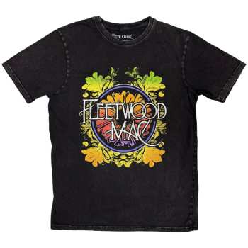 Merch Fleetwood Mac: Stone Wash T-shirt Circle Floral Logo Fleetwood Mac