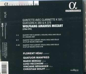 CD Quatuor Manfred Bourgogne: Mozart, Quintette Avec Clarinette K581, Quatuors K380 & K378