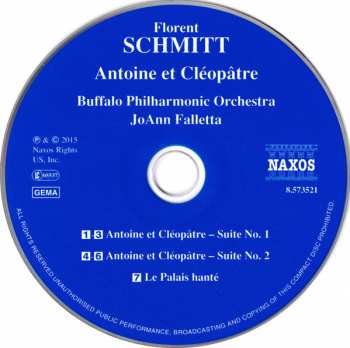 CD JoAnn Falletta: Antoine Et Cleopatre, Le Palais Hante