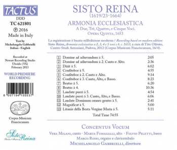 CD Fra Sisto Reina: Armonia Ecclesiastica - Opera Quinta, 1653