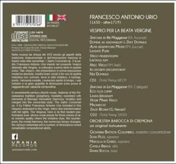 2CD Orchestra Barocca Di Cremona: Vespro Per La Beata Vergine