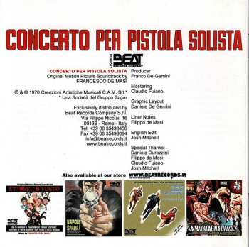 CD Francesco De Masi: Concerto Per Pistola Solista (Original Motion Picture Soundtrack) LTD