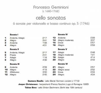 CD Francesco Geminiani: Cello Sonatas 