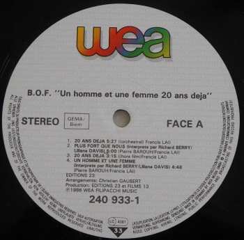 LP Francis Lai: Un Homme Et Une Femme Vingt Ans Déjà (Bande Originale Du Film)