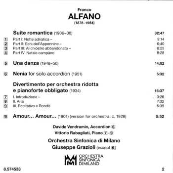 CD Franco Alfano: Suite Romantica • Una Danza • Divertimento