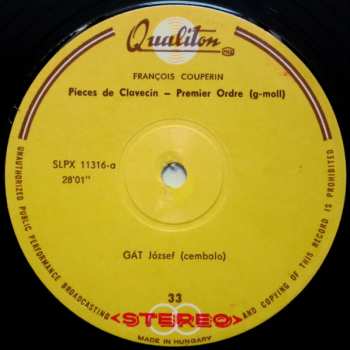 LP François Couperin: Pieces De Clavecin Ordre I.~II.