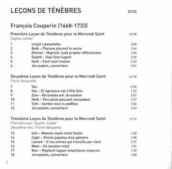 CD Sophie Junker: Leçons De Ténèbres