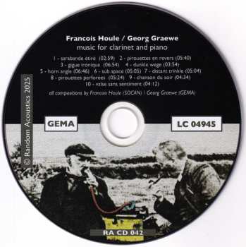 CD François Houle: Music For Clarinet And Piano