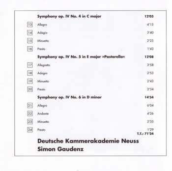 CD Deutsche Kammerakademie Neuss: Symphonies Op. IV