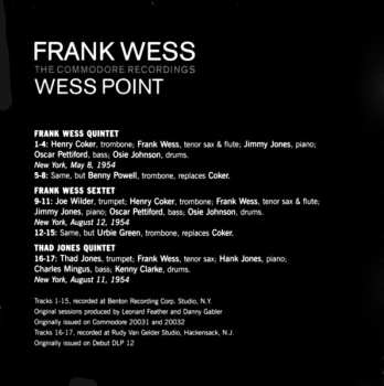 CD Frank Wess: Wess Point: The Commodore Recordings